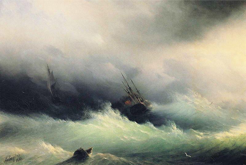 Ivan Aivazovsky Ships in a Storm oil painting image
